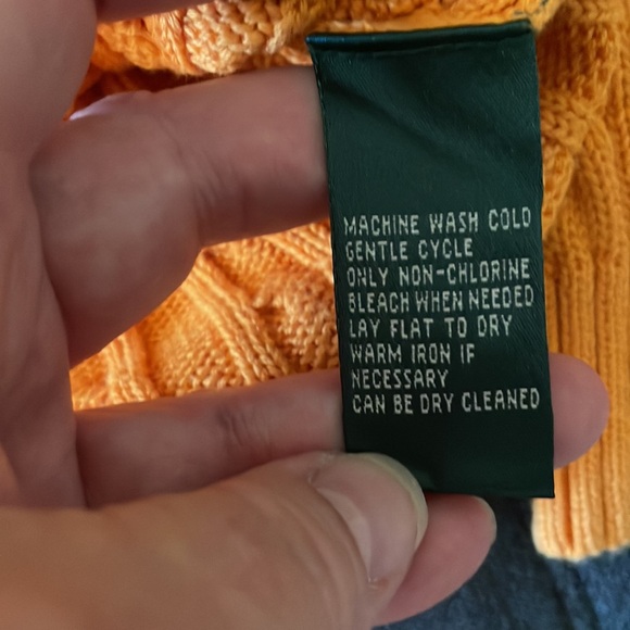 Lauren orange cable knit cotton sweater, medium, weight, size large, like new - Picture 4 of 7